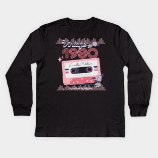 Vintage 1980 Limited Edition Music Cassette Birthday Gift Kids Long Sleeve T-Shirt